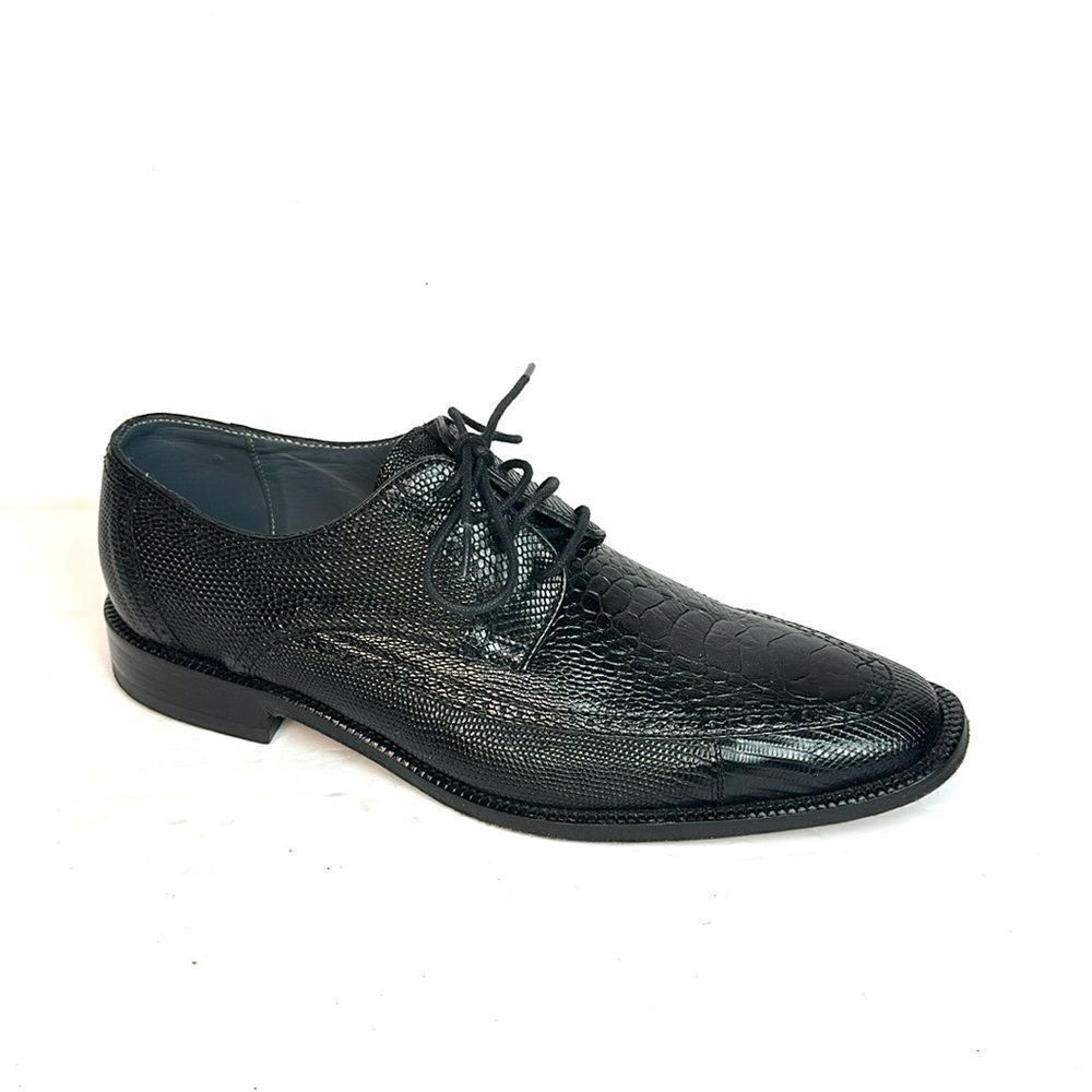David X Genuine Lizard and Ostrich Men's Dress Shoes Black Size 9.5